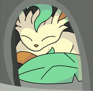 A reddit post captioned "Cricket catches a snooze" has been redrawn with the subject as an espeon.