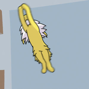 A bluesky post captioned "This room is so dark, I can barely see!? | The speedy photon bursting through my window:" has been redrawn with the subject as a jolteon.