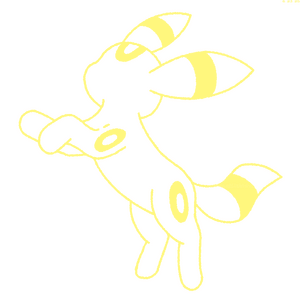 An umbreon has been outlined in solid yellow.