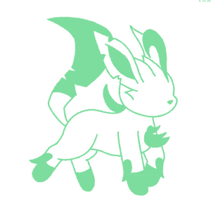 A leafeon has been outlined in solid green.