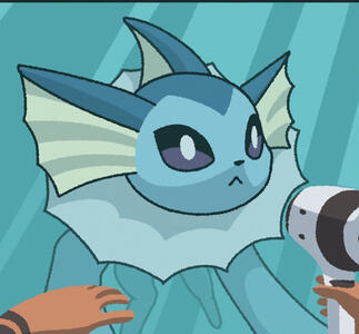 A tumblr post captioned "Leviathan class life form detected" has been redrawn with the subject as a vaporeon.