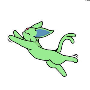 A shiny espeon is stretching.